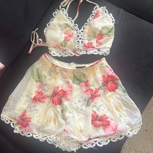 Floral short and crop set